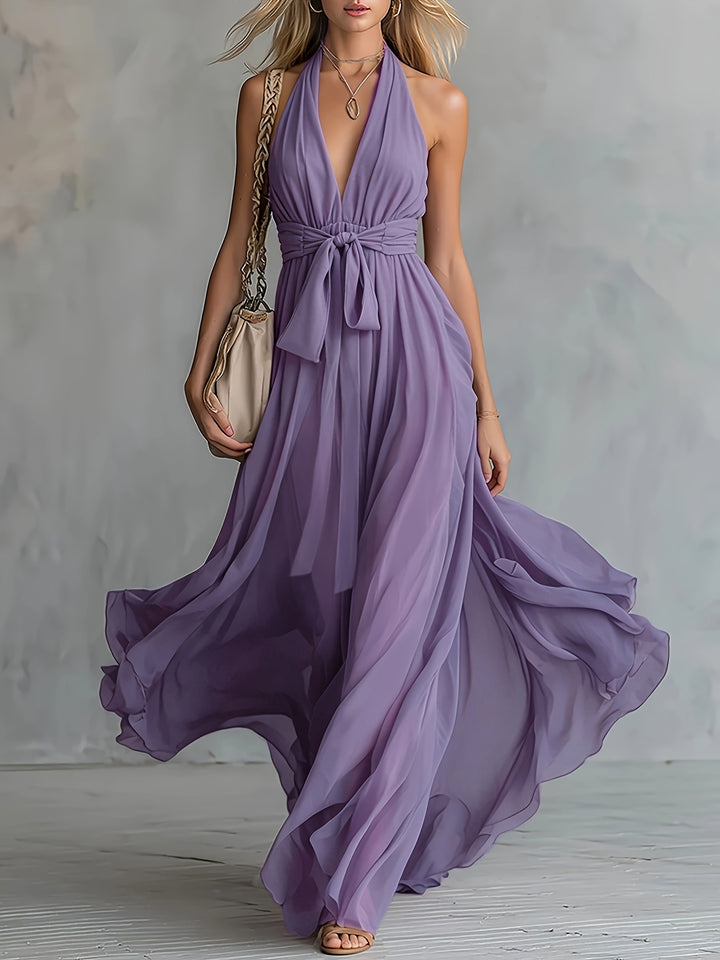 Wisteria | Chiffon Halter Maxi Dress