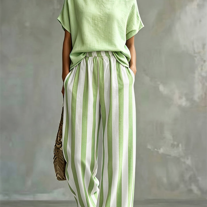 Marnie | Round Neck Linen-Look Set