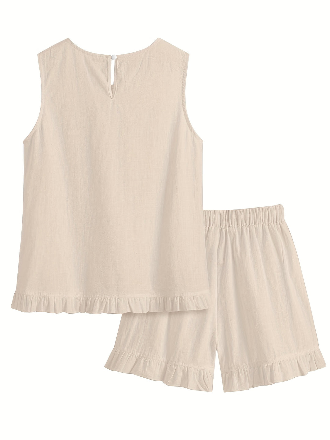 Loose Openwork Top and Ruffle Shorts Set