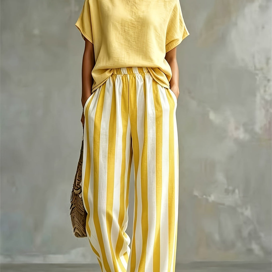 Marnie | Round Neck Linen-Look Set