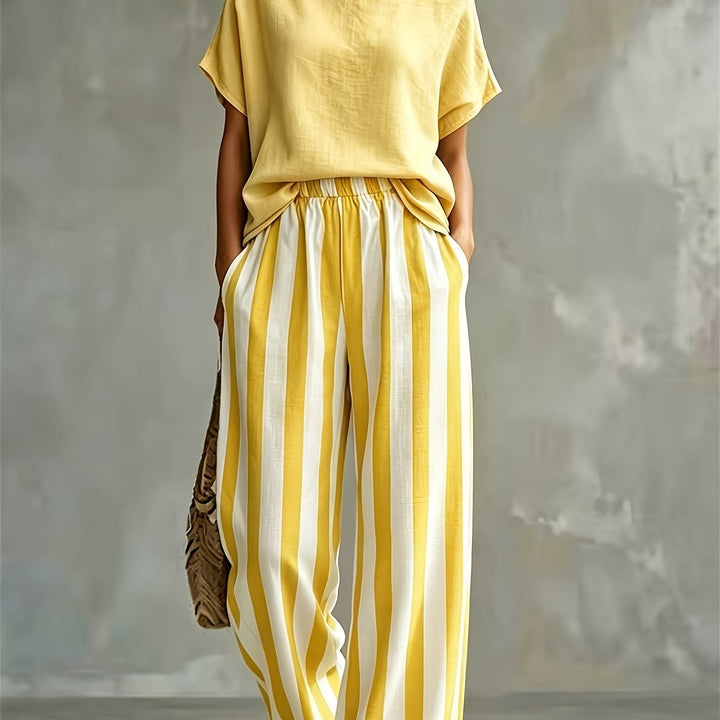 Marnie | Round Neck Linen-Look Set