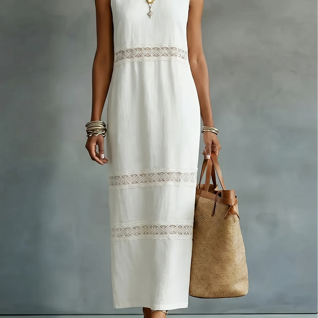 WY260310198 - Summer Sleeveless Long Dress for Women with Round Neck