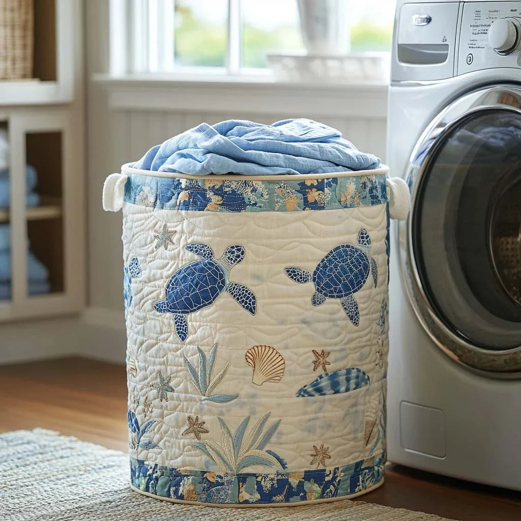Blue Turtle Cove Laundry Basket