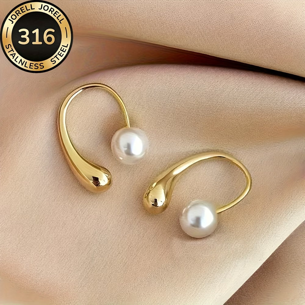 Minimalist Arc Pearl Earrings
