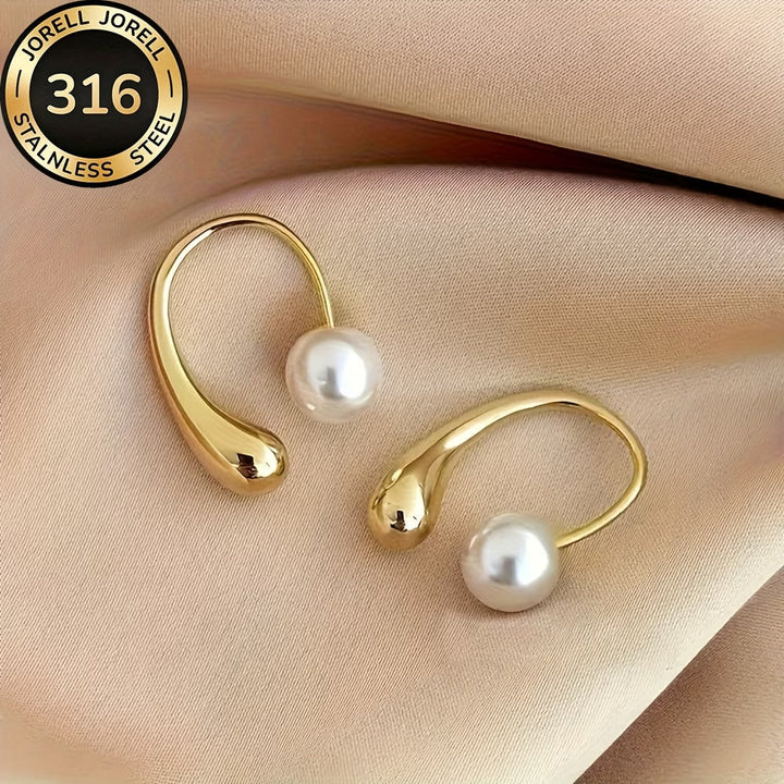 Minimalist Arc Pearl Earrings