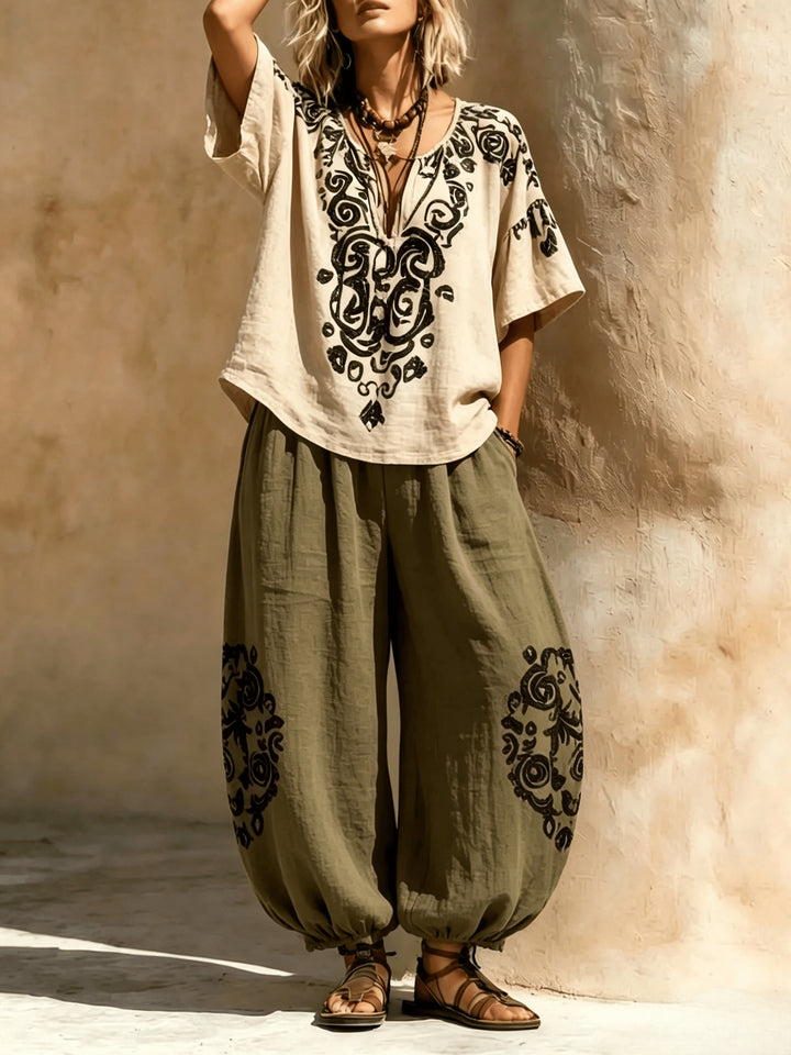 Wren | Ethnic Print Lantern Trouser Set
