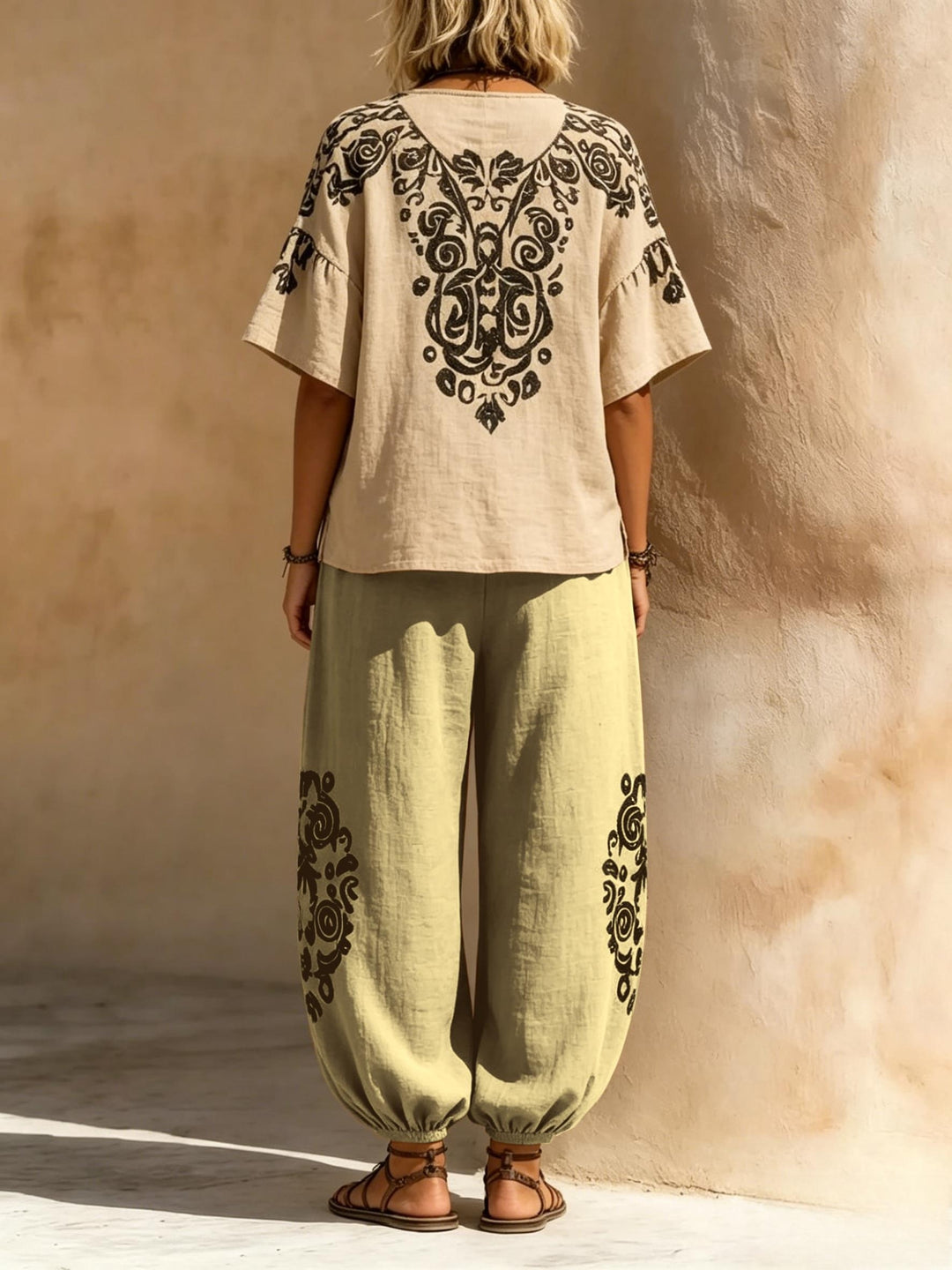Wren | Ethnic Print Lantern Trouser Set