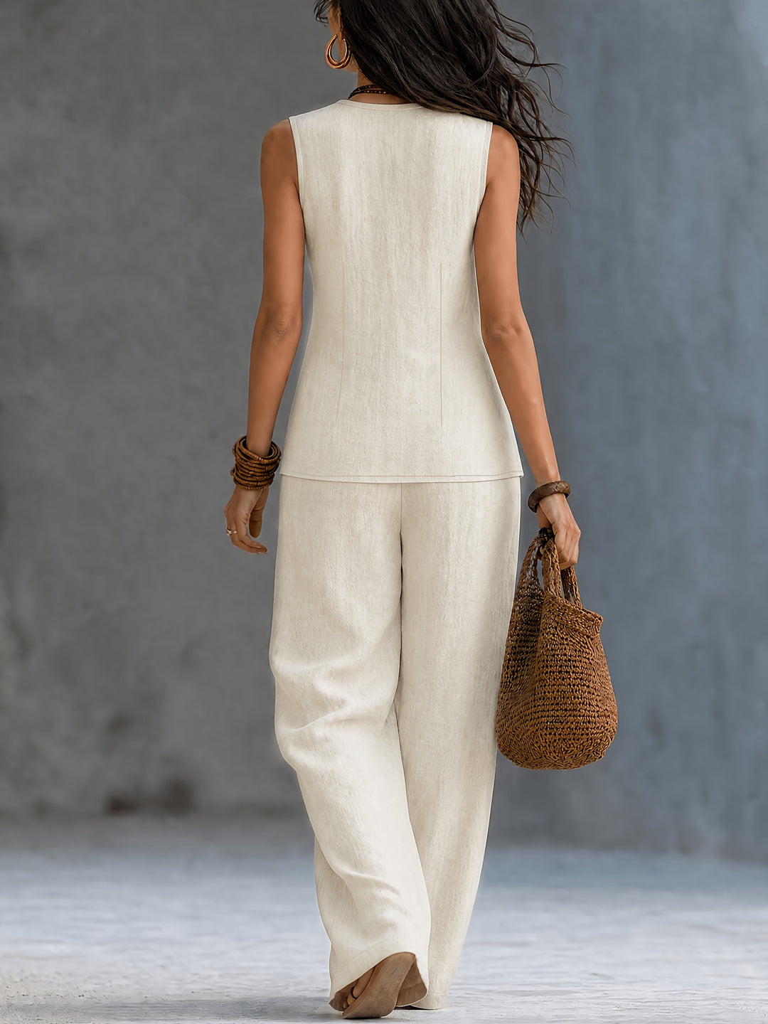 Elodie | V-Neck Wide Leg Two-Piece Set