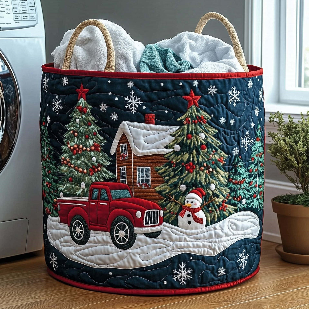 Christmas Cabin Pickup Laundry Basket