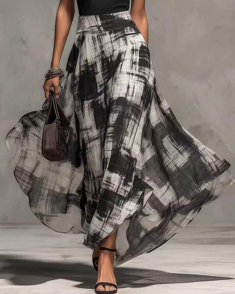 GIORGIA | COMPLETE TOP AND LONG SKIRT WITH ABSTRACT PRINT