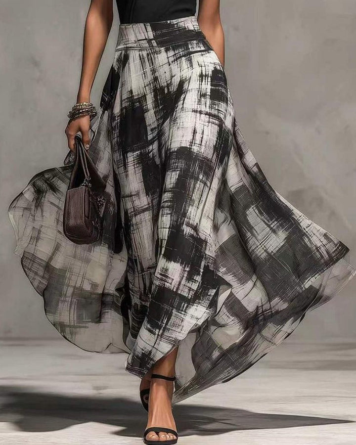 GIORGIA | COMPLETE TOP AND LONG SKIRT WITH ABSTRACT PRINT