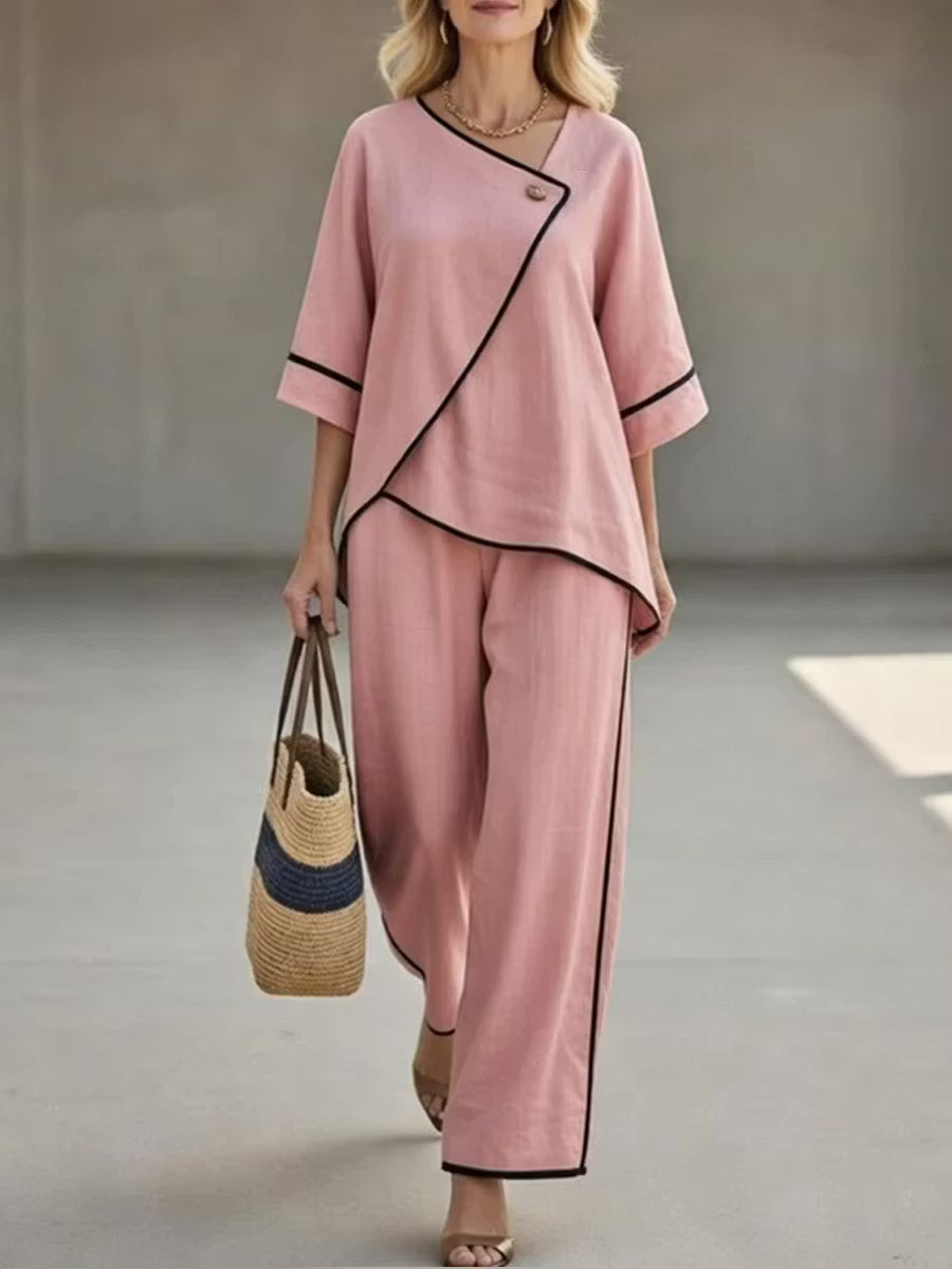 Sienna | Asymmetrical Linen Trousers Set