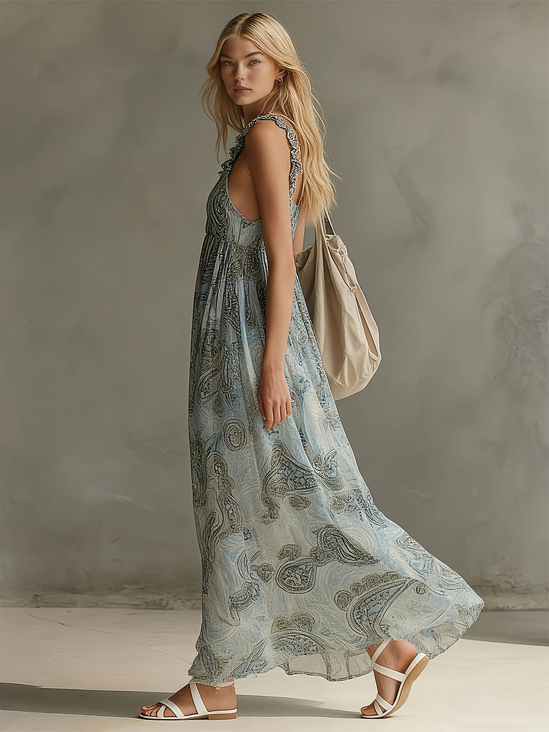 Simone | Paisley Print V-Neck Maxi Dress