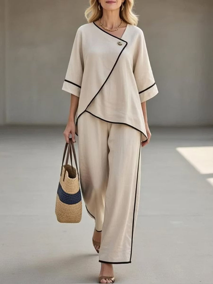 Sienna | Asymmetrical Linen Trousers Set