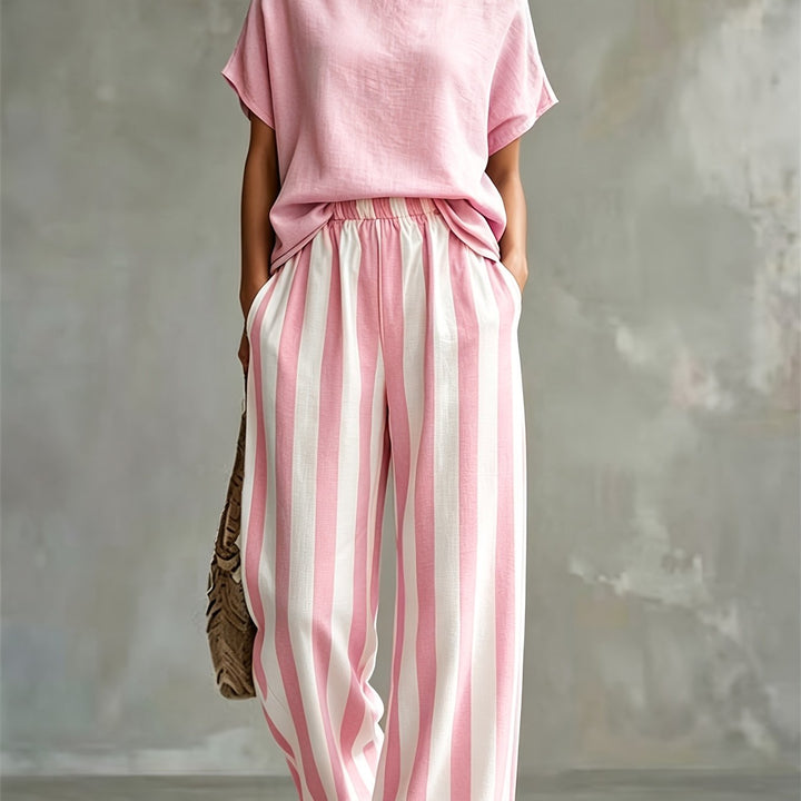 Marnie | Round Neck Linen-Look Set