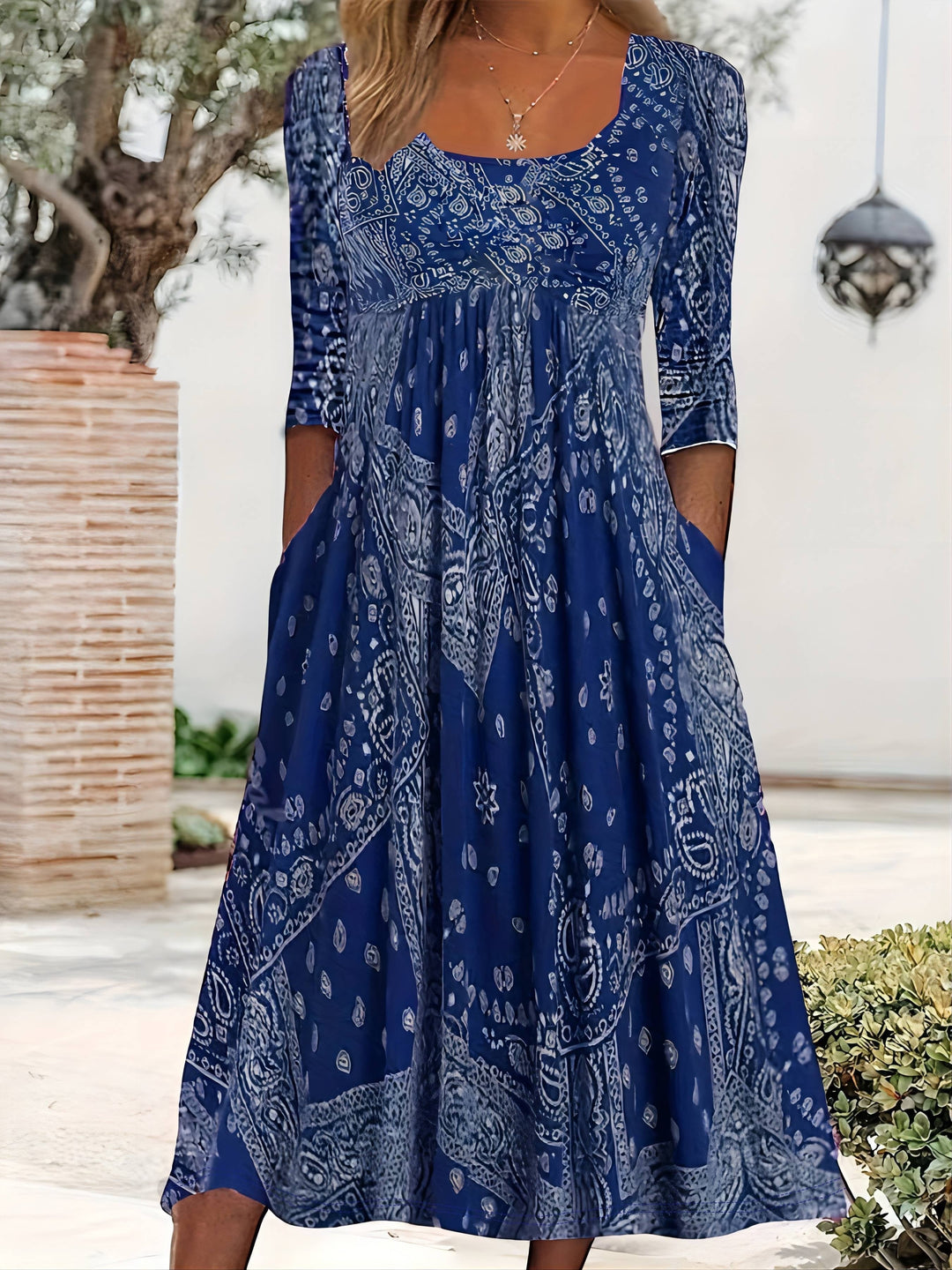 ELOWEN | CASUAL MIDI DRESS WITH LONG SLEEVES