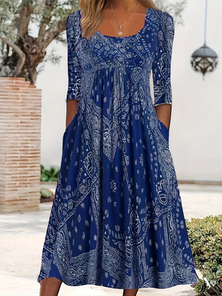 ELOWEN | CASUAL MIDI DRESS WITH LONG SLEEVES