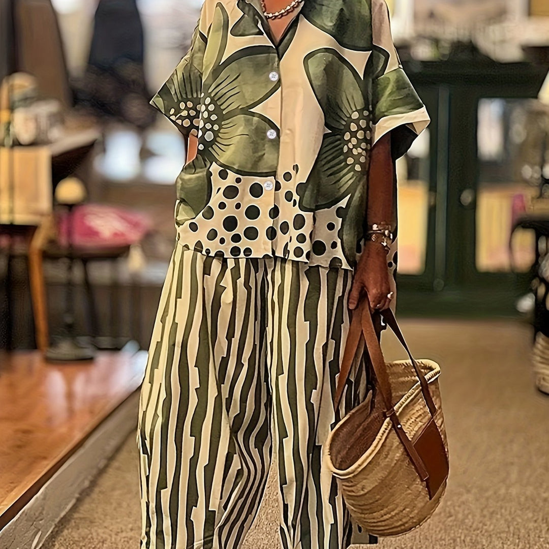 Nora | Printed Shirt & Trouser Suit