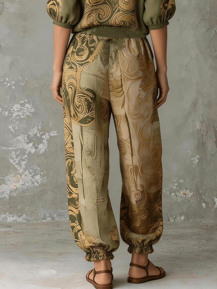 Genevieve | V-Neck Top & Cuffed Wide-Leg Trousers Set