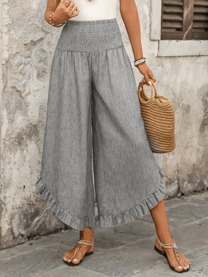 Avery | Ruffled High-Waist Wide Leg Trousers