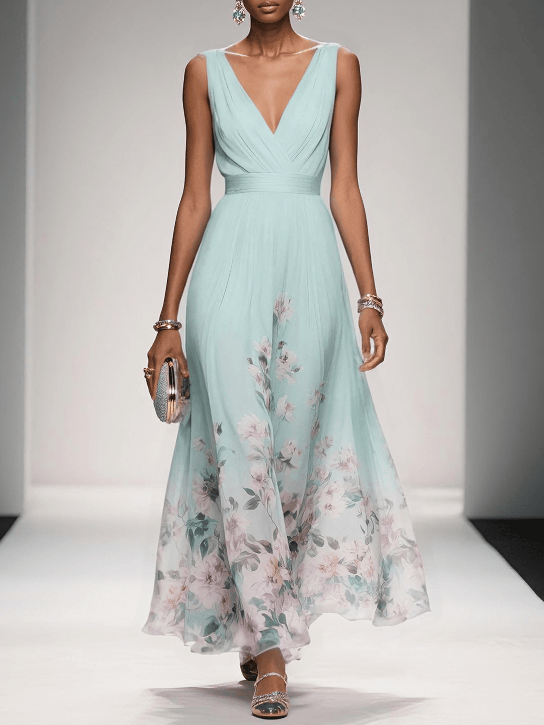 Gleamond | Floral Maxi Dress