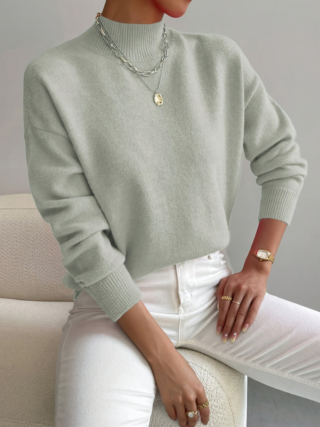 Petra | Mock Neck Drop Shoulder Sweater