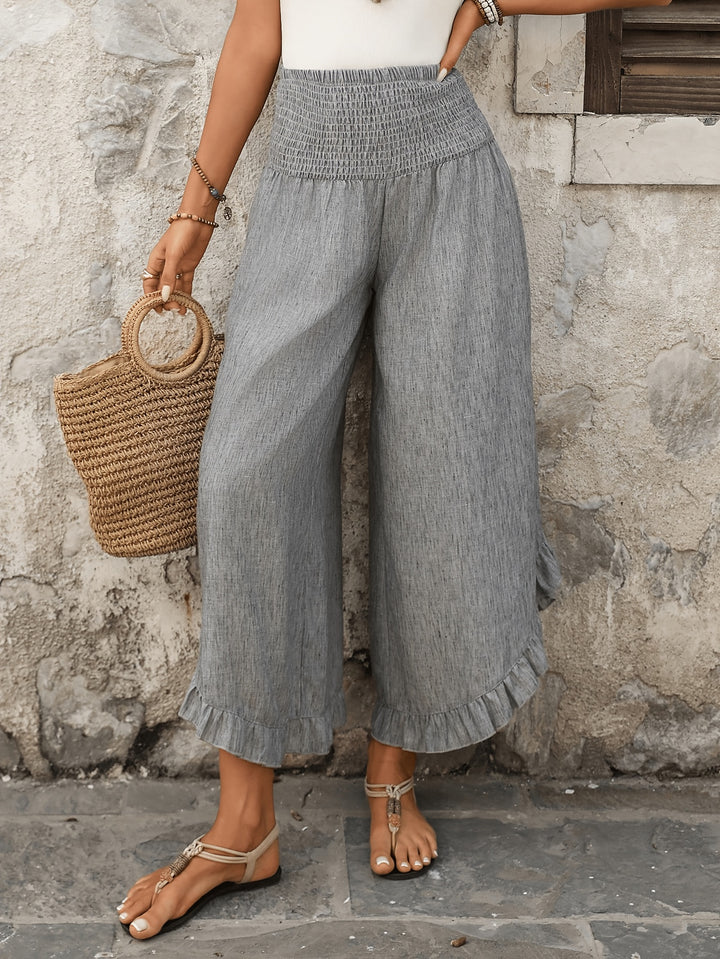 Avery | Ruffled High-Waist Wide Leg Trousers