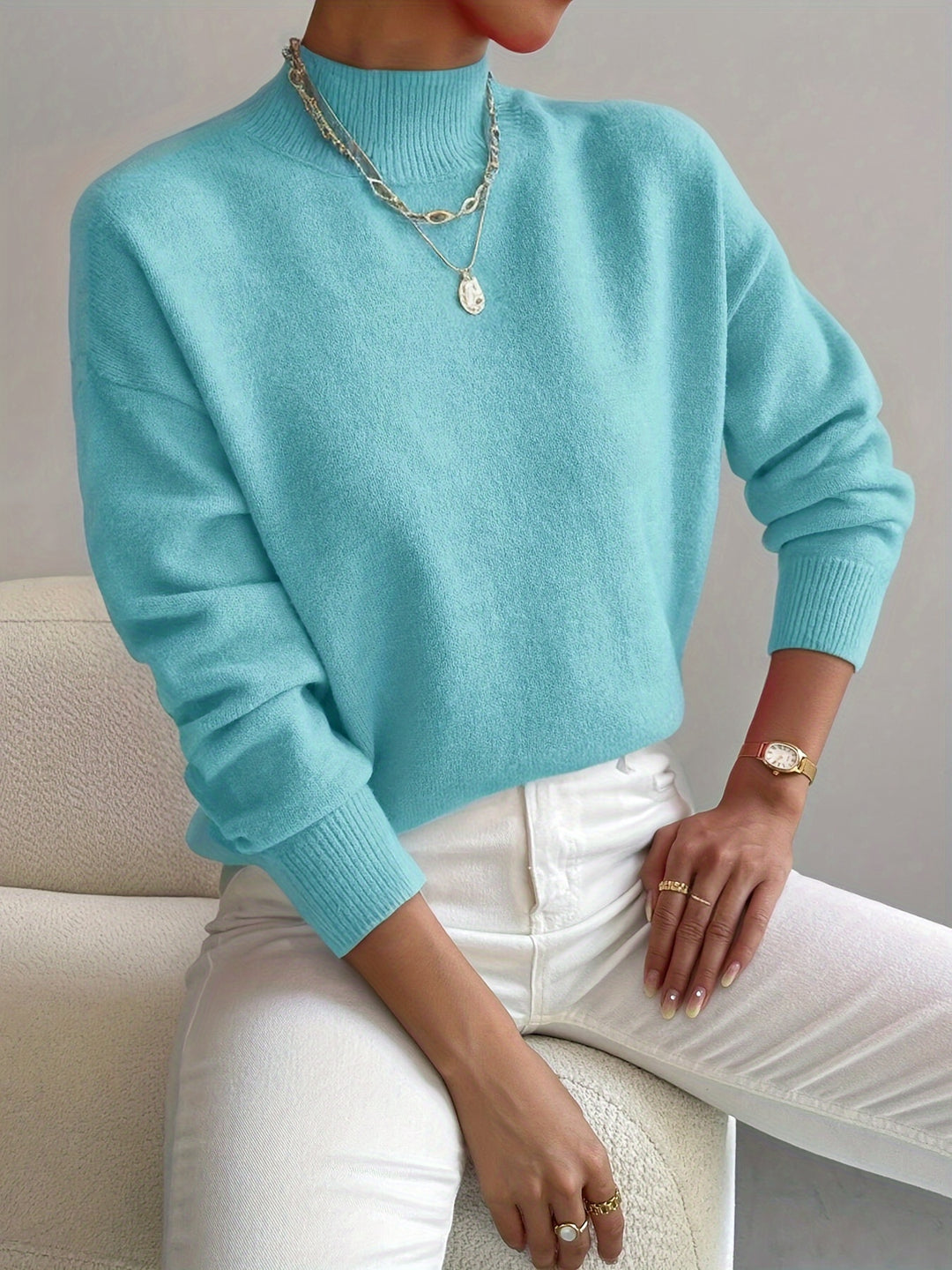 Petra | Mock Neck Drop Shoulder Sweater