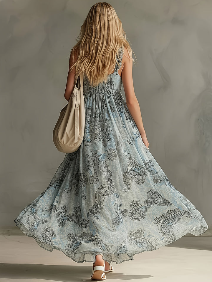 Simone | Paisley Print V-Neck Maxi Dress