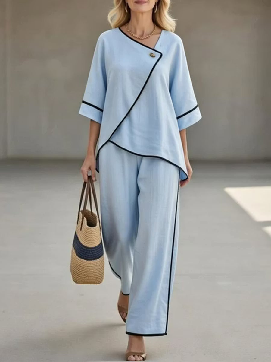 Sienna | Asymmetrical Linen Trousers Set
