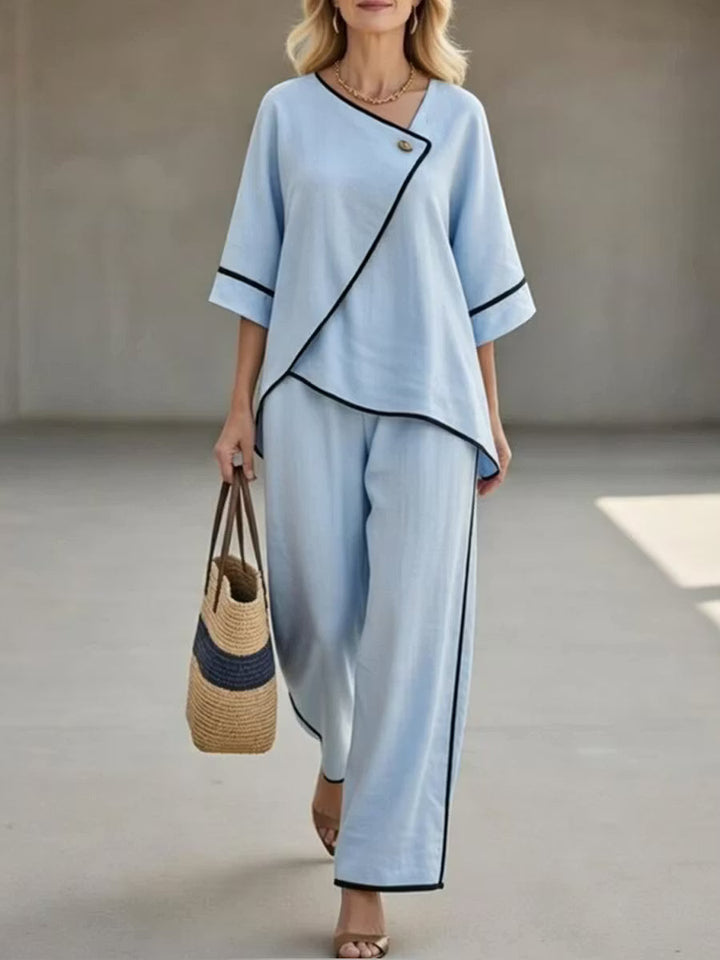 Sienna | Asymmetrical Linen Trousers Set