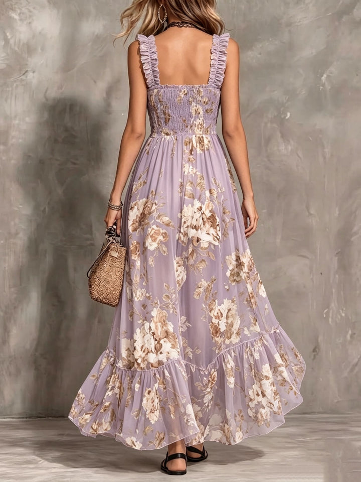 Delphine | Vintage Square Neck Pleated Floral Dress