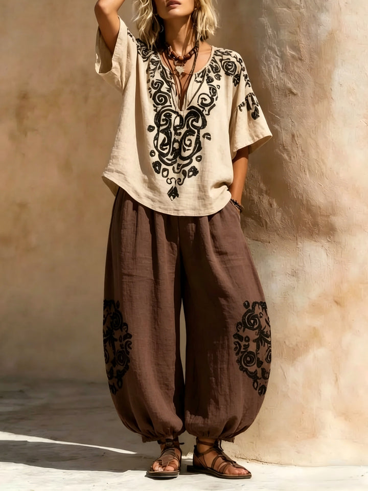 Wren | Ethnic Print Lantern Trouser Set