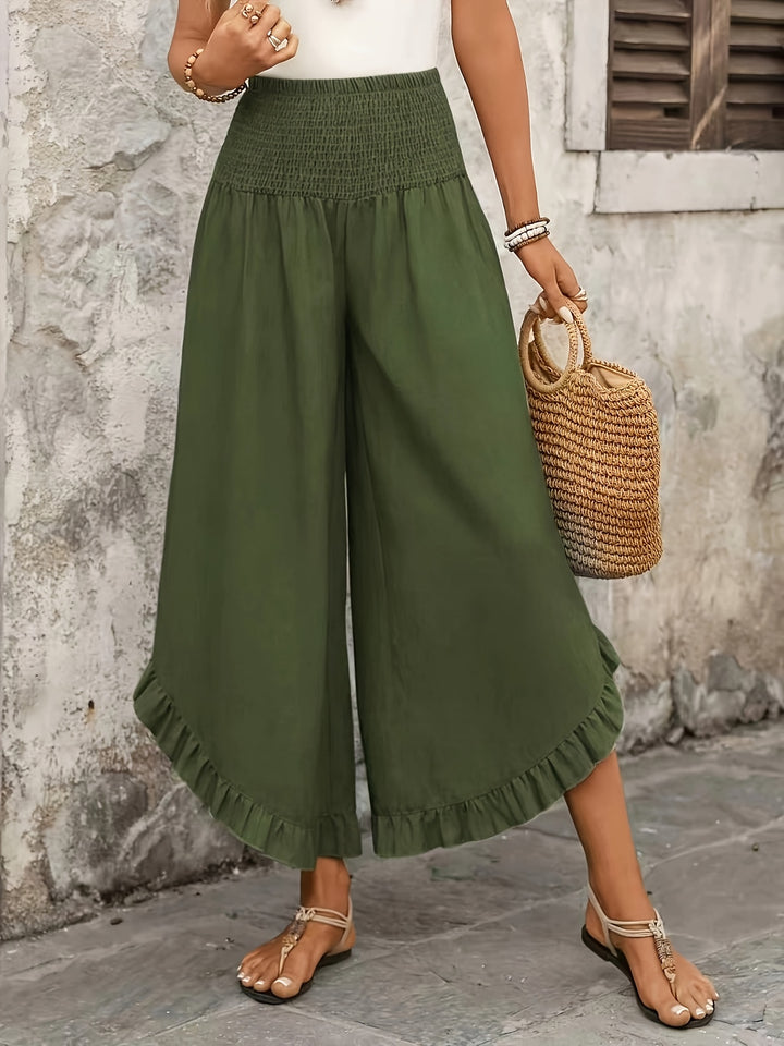 Avery | Ruffled High-Waist Wide Leg Trousers