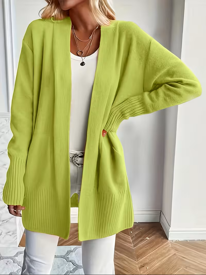 Anouk | Women's Open Front Cardigan Long Sleeve Ribbed Knit Pockets Casual