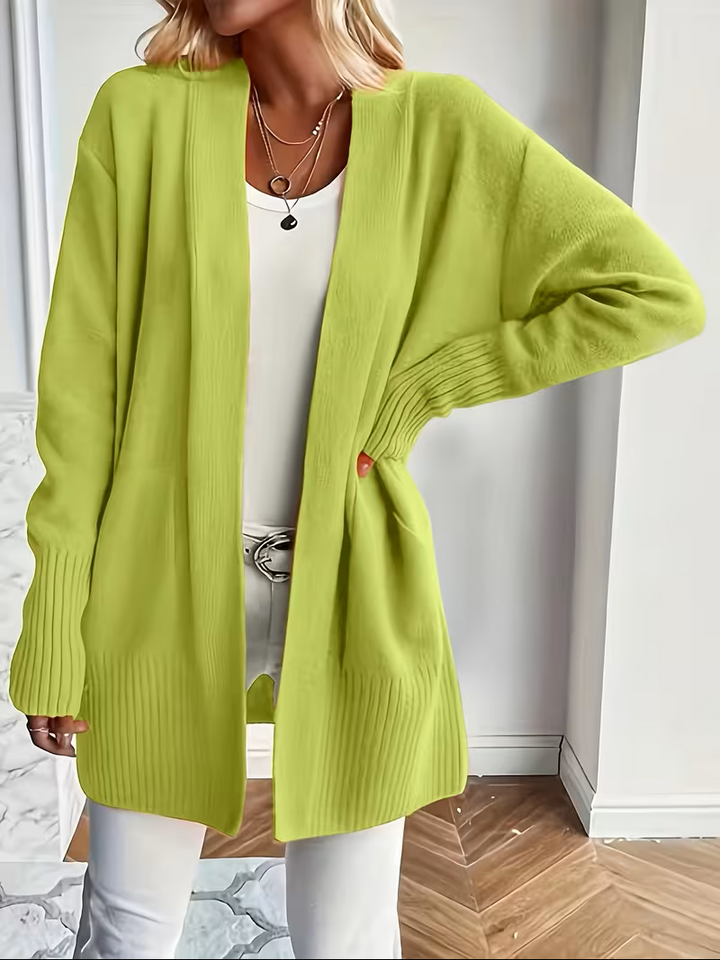 Anouk | Women's Open Front Cardigan Long Sleeve Ribbed Knit Pockets Casual