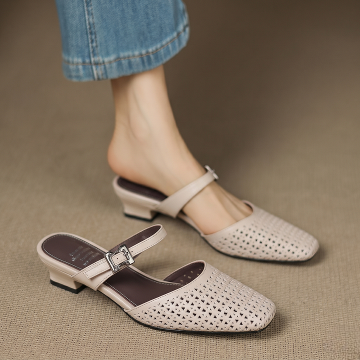 Lou | Perforated Mules with Strap