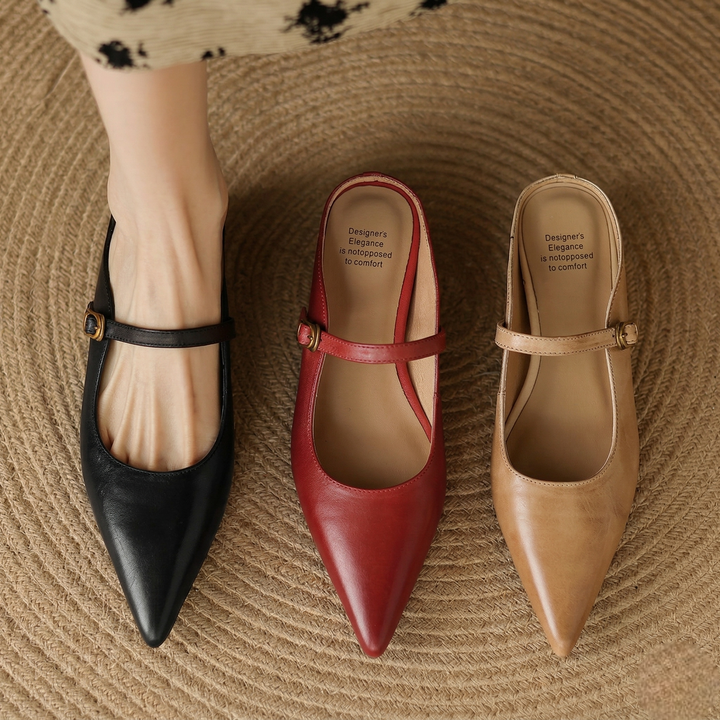 Luna | Mary Jane Mules with Pointed Toe