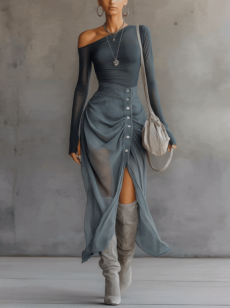 Asymmetrical Grey Set with Cut-Outs