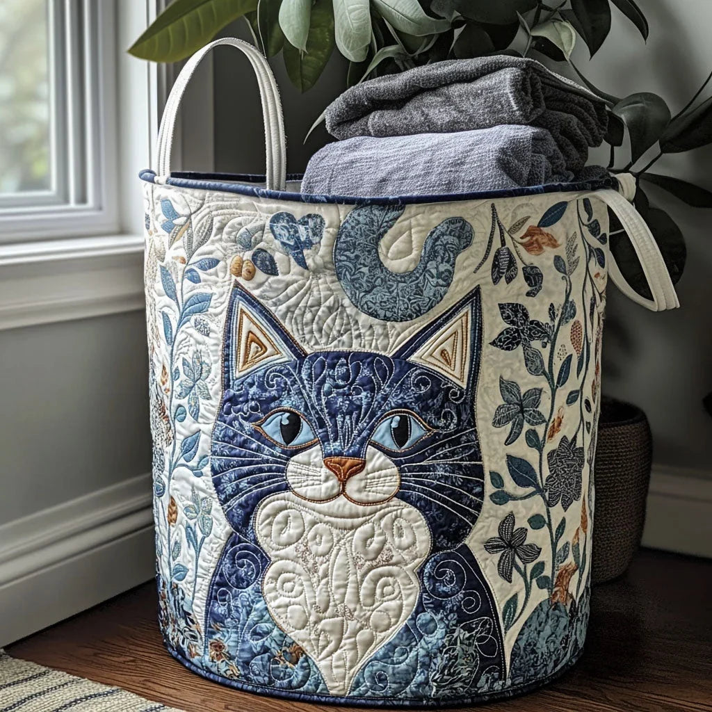 Indigo Cat Charm Laundry Basket