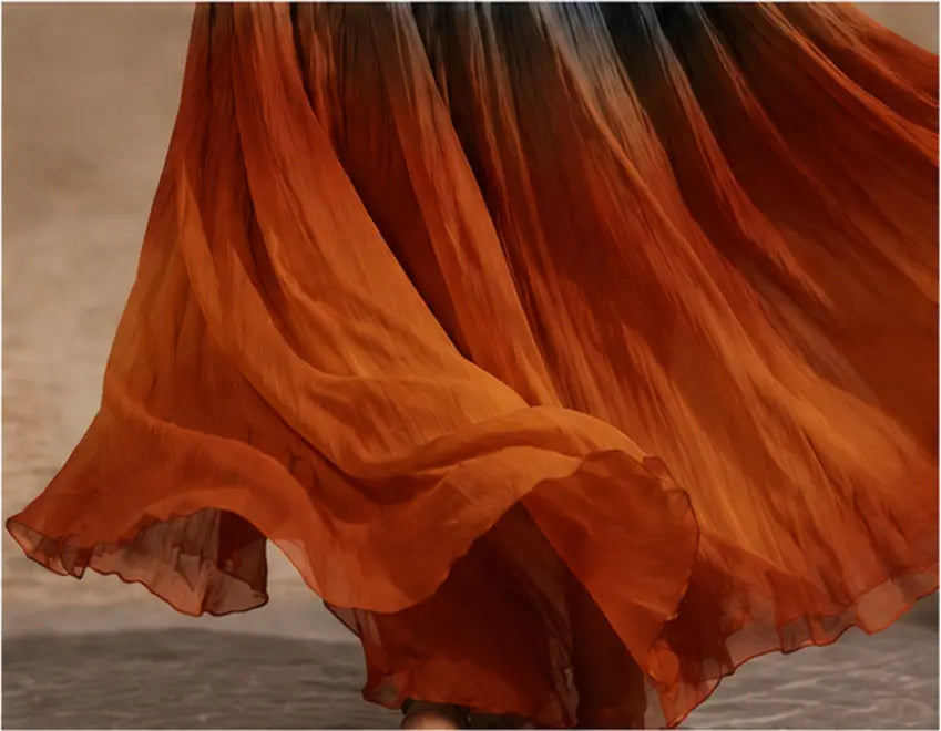 Paula | Long Ombre Dress with V Halter Neck