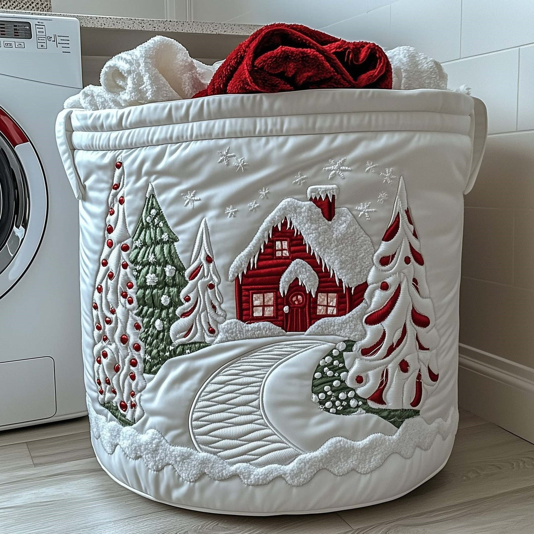 Snowy Candy Cane Lane Laundry Basket