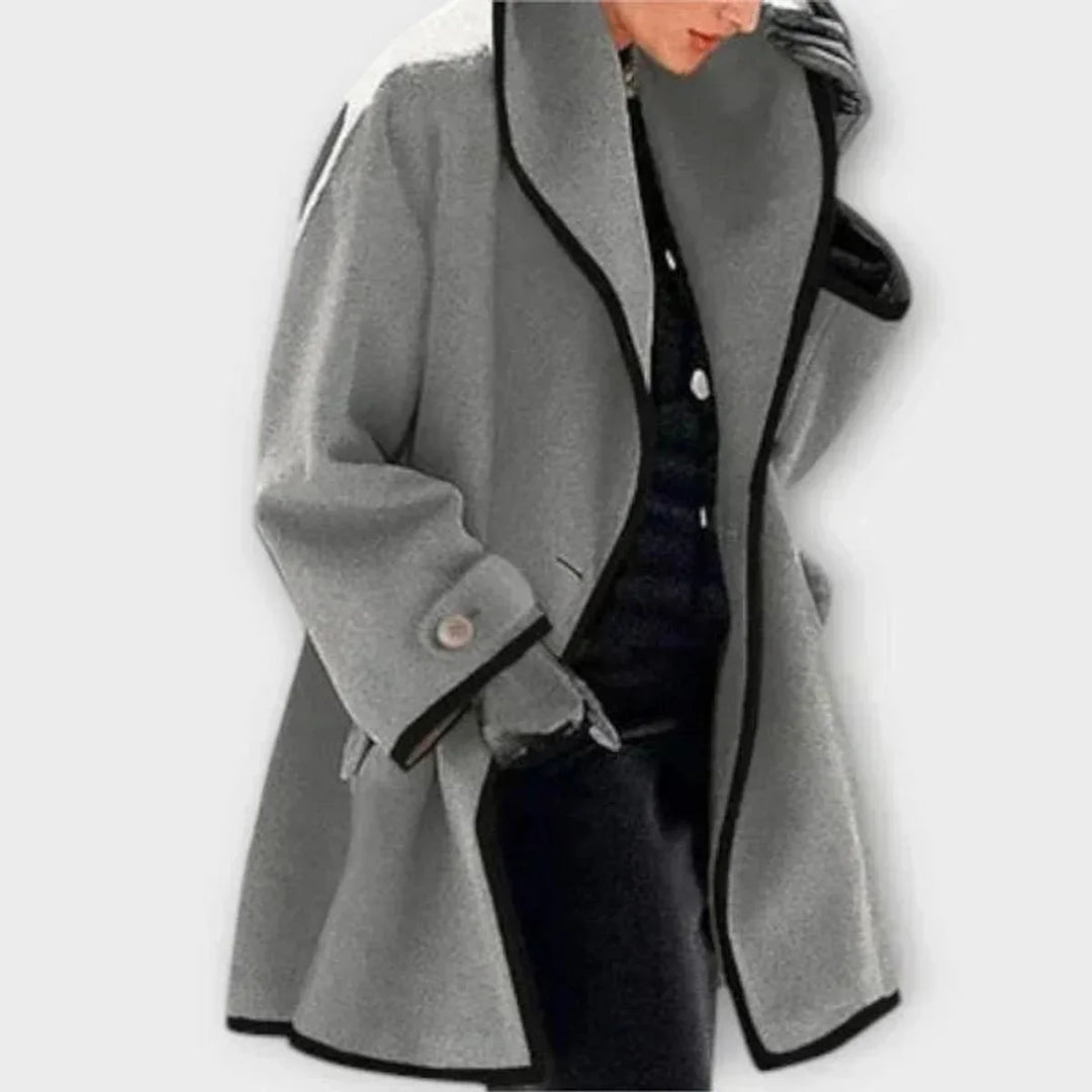 Winifred | Oversized Contrast-Trim Coat