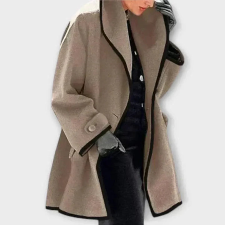 Winifred | Oversized Contrast-Trim Coat