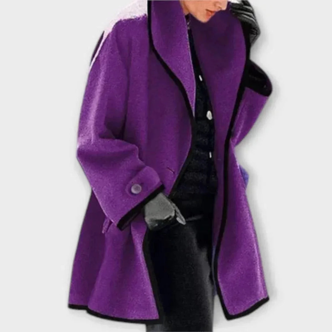Winifred | Oversized Contrast-Trim Coat